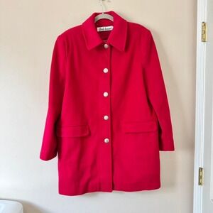 Vintage Cherry Red 100% Wool Overcoat